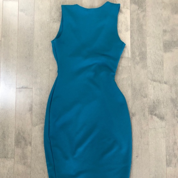 Sexy Teal Asymmetrical Bodycon Dress Size Small - Picture 5 of 6